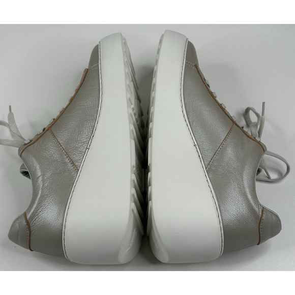 Fly London Delf Silver Gray Leather Platform Wedge Sneakers Womens US 7-7.5 EU38 - Picture 6 of 10